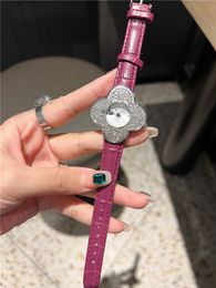 Fashion Wrist Watch Women Crystal Flower Style Luxury Leather Strap Quartz Watch Montre De Luxe Gifts F1 4453