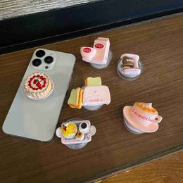 INS Fun Simulation Pink Milk Cake Grip Tok Mobile Phone Socket Stand Ring Cell Phone Support Lazy Bracket Smartphone Accessories