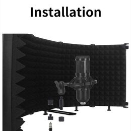 Films Adjustable 5 Panel Microphone Isolation Shield Foldable Studio Recording Mic Philtre Vocal Booth for Mic Sponge Soundproof Shield