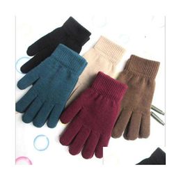 Cycling Gloves Solid Color Warm Knitted Finger Candy Colors Mens Women Fl Stretch Mittens Adt Bike Drop Delivery Sports Outdoors Pro Dhuhd