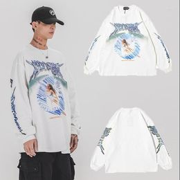 Men's Hoodies Sensir / 2023 Spring Summer Street Hip Hop Loose And Women's Off Shoulder Long Sleeve T-shirt Sweater