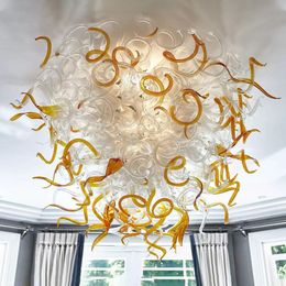 Modern Led Ceiling Lights Large Living Room Hand Blown Glass Chandelier Lamps Amber Clear Colour Art Lighting