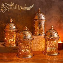 Other Event Party Supplies 2023 Ramadan LED Lights tower Mosque Lantern Eid Mubarak Festival Warm Light with Music Desktop Lamp Iron Crafts Decoration 230701