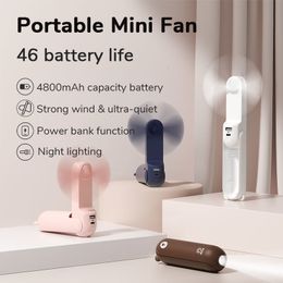 Other Home Garden JISULIFE Portable Fan Mini Handheld Fan USB 4800mAh Recharge Hand Held Small Pocket Fan with Power Bank Flashlight Feature 230703