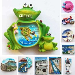 Greece Tourism Fridge Magnet Frog Stickers Athens Santorini Pilio Hellas Leptokaria Travel Refrigerator Stickers Home Decoration L230626