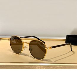 Metal Round Sunglasses Gold Brown Lesn Men Women Summer Sunnies gafas de sol Sonnenbrille UV400 Eyewear with Box