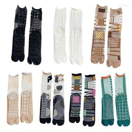 Women Socks Women's Split-toe Thin Cotton Bottom Transparent Stockings Japanese Rolled Edge Glass Silk Mid-tube Fashion