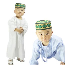 Muslim Boys Abaya Kids Kaftan Islamic Clothing for Boys Arabic Jubba Thobe 1-3 Years Old Toddler Saudi Arabia Embroidery Robes232s