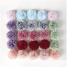 Decorative Flowers Wreaths Retro Chrysanthemum Artificial Silk Head For Home Wedding Party Decoration Wreath Scrapbooking Fake Whi Dhajh