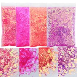 Stickers Decals 4 Bag 50g Bright Colour Mixed Hexagon Nail Art Glitter Ultra thin Sequins Fine Chunky Bulk Decoration Accesories for Polish 230703