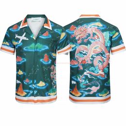 Men's T-Shirts Casa Designer Fashion Clothing Shirts Tracksuits New Casablanca Islands Flying Dragon Short Sleeve Shirts in Fashion for Men Womens Leisure 240327