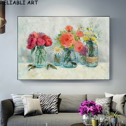 Paintings Fresh Vase and Flower Canvas Painting Nordic Style Posters Prints Wall Art Pictures for Living Home Room Decor No Frame p230701