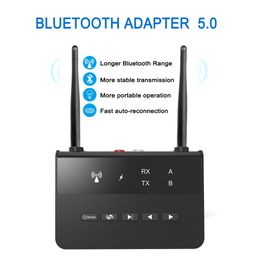 Connectors 80m Bluetooth 5.0 Transmitter Receiver Aptx Ll Low Latency Wireless Audio Adapter 3.5mm Aux Rca Jack for Pc Tv Headphones