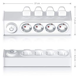 Fabric Ground Power Strip 4 Way Eu Plugs Sockets Ejector Easy Ejection by Foot or Hand 3680w Wall Mounting Integrated Child Protection