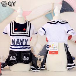 Dog Apparel Pet Products Navy Sailor Pyjamas Summer Spring Teddy Yorkie Cotton Clothing For Dogs Puppy Cat Clothes XS-XL