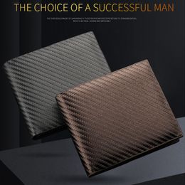 Carbon Fibre Men's Wallet ID Card Bags Integrated Zipper Money Holder European American Fashion Soild Colour Business Clutches