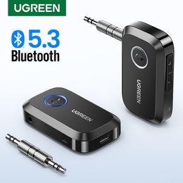 MP3/4 Adapters UGREEN Bluetooth Car Receiver Adapter 3.5mm AUX Jacks for Car Speakers Audio Music Receiver Hands Free Bluetooth 5.3 Adapter 230701