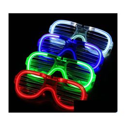 Other Festive Party Supplies Fashion Led Light Glasses Flashing Shutters Shape Flash Sunglasses Dances Festival Decoration Drop De Dhfph