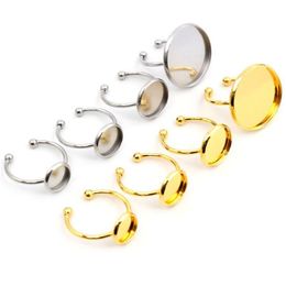 Jewellery Settings 6 8 10 12Mm No Fade Stainless Steel Ring Blank Base Fit 6-20Mm Glass Cabochons Buttons For Making Drop Delivery Dh1Bc