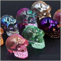 Stone Crystal Glass Skl Carved Electroplating Crafts Ornaments Skeleton Shape Hand Piece Home Decoration Accessories Gift 18X24Mm Dr Dhh2E