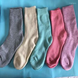 Women Socks Autumn Winter Pure Color High Quality Thick Wool Thermal Ladies Wholesale 5pair/lot