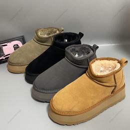 Женщины зима Ultra Mini Designer Australian Platform Boots для мужчин, выдвигая настоящие кожаные теплые ботинки с лодыжкой 54mini обувь лодыжки снегом 4 см 34-43