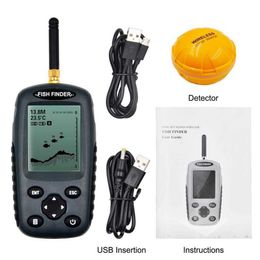 Fish Finder 125kHz Fish Finder LED Backlight Wireless Fishfinder Sensor Sonar Echo-Sounder Waterpoof 2-120Ft Depth Automatic Fish Finder HKD230703