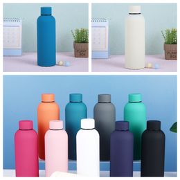 500ml 17oz Sports Water Bottle Insulated Tumbler Large Capacity Thermos Cup Small Mouth Cola Bottle 304 Stainless Steel Double Vacuum Flask Portable Drinking Cup