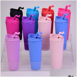 Tumblers Double-Layer Plastic Frosted Tumbler 22Oz Matte Bk With Lids For Outdoor Sport Cam Drop Delivery Home Garden Kitchen Dining Dhk9H