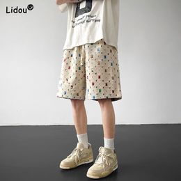 Men s Shorts Clothing Fashion Loose High Waist Patchwork Man Summer Lacing Printing Handsome Pockets Sports Comfortable Casual 230701