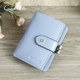 CONTACT'S Kiss Lock Wallets for Women RFID Genuine Leather Metal Frame Card Holders Coin Purses Luxury Designer Female Handbags