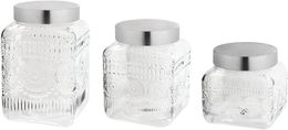 Candle Holders Setter Canister Set Decorative Glass Jars Chic Retro Floral Design 230703