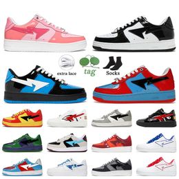 2023 With Socks Designer Casual Shoes Sk8 Sta Women Mens Fashion Flat Sports Shoe Colour Camo Combo Pink Black Grey Orange White Blue ABC Red