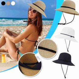Ball Caps Large-Edge Dome Wide-Brimmed Sun Hat With Windproof Lanyard Straw Elegant Outdoors Women's Cap Gorras Para Mujer