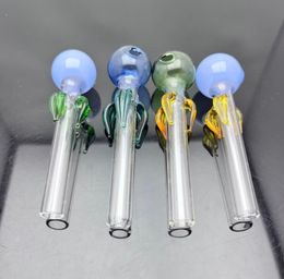 Glass Smoking Pipes Manufacture Hand-blown hookah Bongs Colorful leaf style glass straight smoke pot