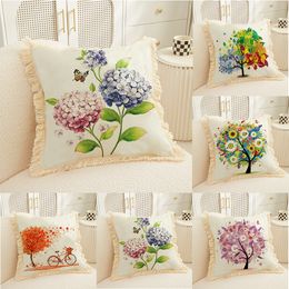 European Luxury INS 45x45cm pillow case Orange Series Cushion Covers Horses Flowers Print Cover for Home chair Sofa Decoration Square Pillowcases 100PCS/lot