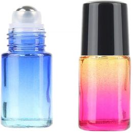 5ml Gradient Glass Bottle Roll On Empty Perfume Essential Oil Bottles with Metal Ball Roller Container Simple