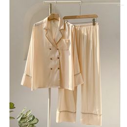 Women's Sleepwear Spring And Autumn Light Luxury Style Pyjamas Set Women&Men Long Sleeves 2PCS Home Clothes Silk Sexy Plus Size Lovers