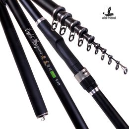 Boat Fishing Rods Old friend Portable RockFishing Rod5.4m 6.3m 7.2m Carp rod Telescopic Sea Fishing Rod carbon Fibre Surf Feeder Rod Spinning Rod 230703