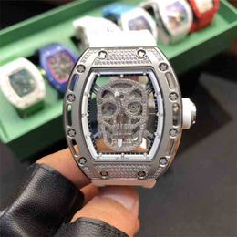 Luxury Watches Watches Wristwatch Luxury Richar Milles Designer Rm5201 Skull Hollowed Out Fully Automatic Mens Mechanical Watch with Diamond Studded Sky DSFGSD