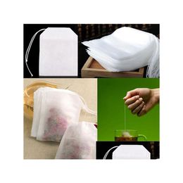 Coffee Tea Tools 1000X Empty Teabags Bags String Heal Seal Philtre Paper Teabag 5.5 X 7Cm For Herb Loose Drop Delivery Home Garden Dhlpk