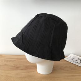 Light and Soft Thin Bucket Hat Vertical Stripe Versatile Fisherman Hat Women Korean Version Vintage Sun Protection and Sunshade