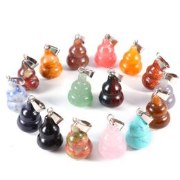 Charms Natural Crystal Opal Rose Quartz Tigers Eye Stone Gourd Shape Pendant For Diy Earrings Necklace Jewellery Making Drop Delivery Dh2Pk