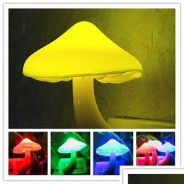 Other Home Decor Light Control Mushroom Nightlight Yellow Induction Bedside Lamp Led Energy Saving T500696 Drop Delivery Garden Dhdna