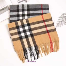Bur home Boutique plush scarf on sale Classic Plaid Autumn and Winter Scarf for Men Women Couples Imitation Cashmere INS Warm Shawl with Plush Length