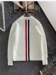 New Men's Sweater RWB Centre Striped Back Webbing Design Coats Knit Pullover Long Sleeve Crewneck Wholesale TB Winter Sweaters