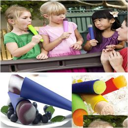 Ice Cream Tools 6 Colors Sile Pop Mold Popsicles Mod With Lid Diy Makers Push Up Jelly Lolly For Popsicle Drop Delivery Home Garden Dh7Cl