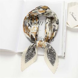 Scarves Floral Silk Crinkle Hair Bands Scarf Women Luxury Headband Square Scarves Bandana Foulard Office Ladies Shawl cessories 2022 J230703