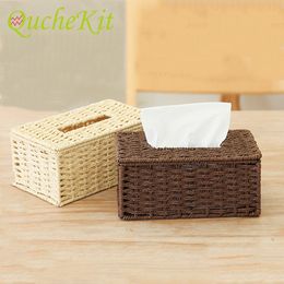 Tissue Boxes Napkins Rattan Box Cover Rectangular Vintage Napkin Holder Case Toilet Paper Storage Organiser Car Office Home Decoration 230701