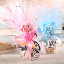 Gift Wrap 24 pcs European Styles Acrylic Silver Elegant Swan Candy Box Wedding Favor Party Chocolate Boxes Full Accessory 230701